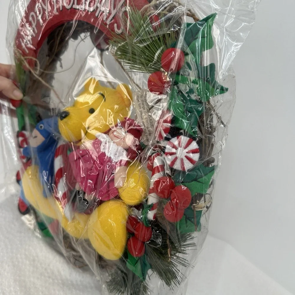 Disney Winnie The Pooh Reversible Happy Holidays / Seasons Greetings‎ Wreath VTG